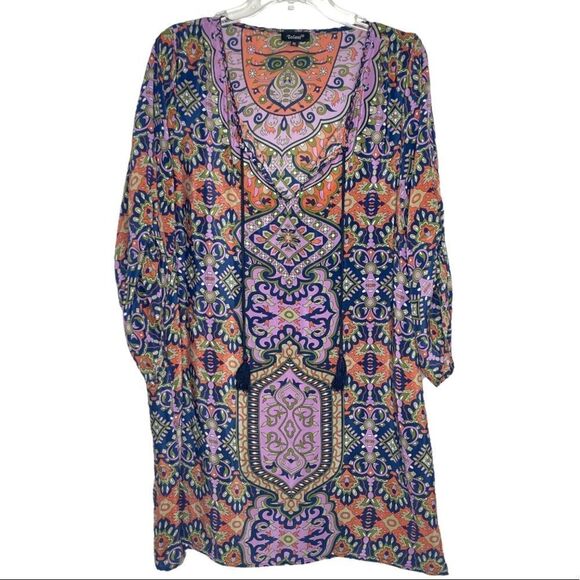 Tolani Navy and Pink 100% Silk Tunic Size X-Large - Picture 1 of 5